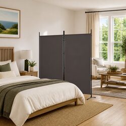 Brown 2-Panel Foldable Room Divider Screen 175x180cm