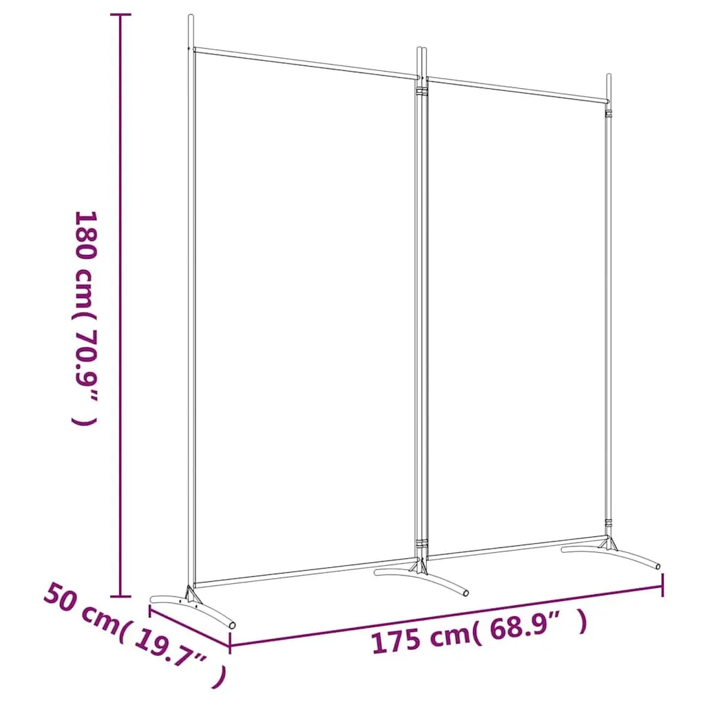 Brown 2-Panel Foldable Room Divider Screen 175x180cm