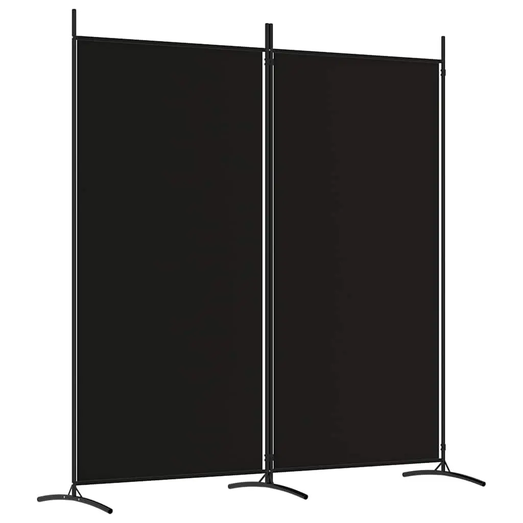 2-Panel Black Fabric Room Divider Screen 175x180cm