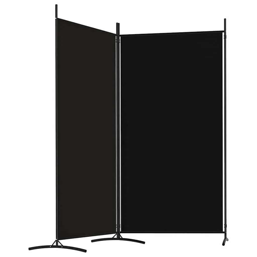 2-Panel Black Fabric Room Divider Screen 175x180cm