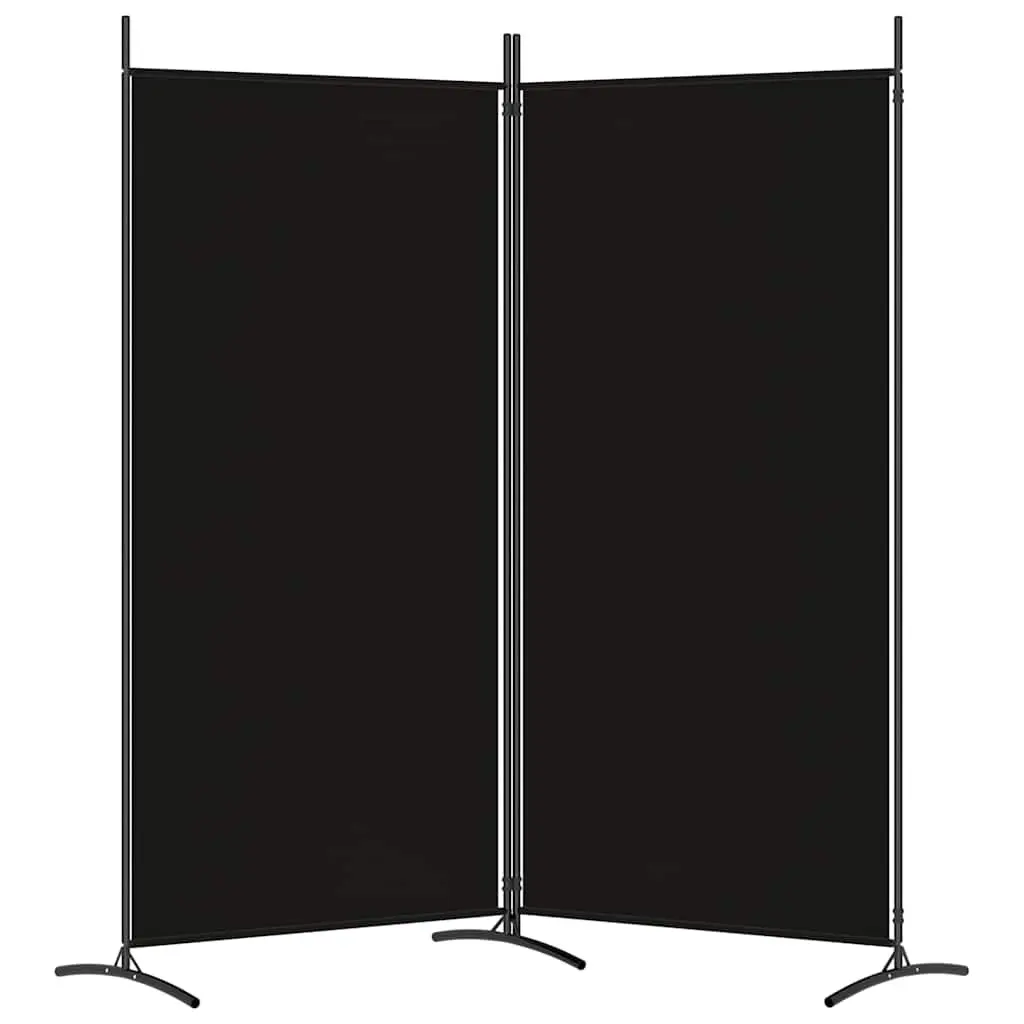 2-Panel Black Fabric Room Divider Screen 175x180cm