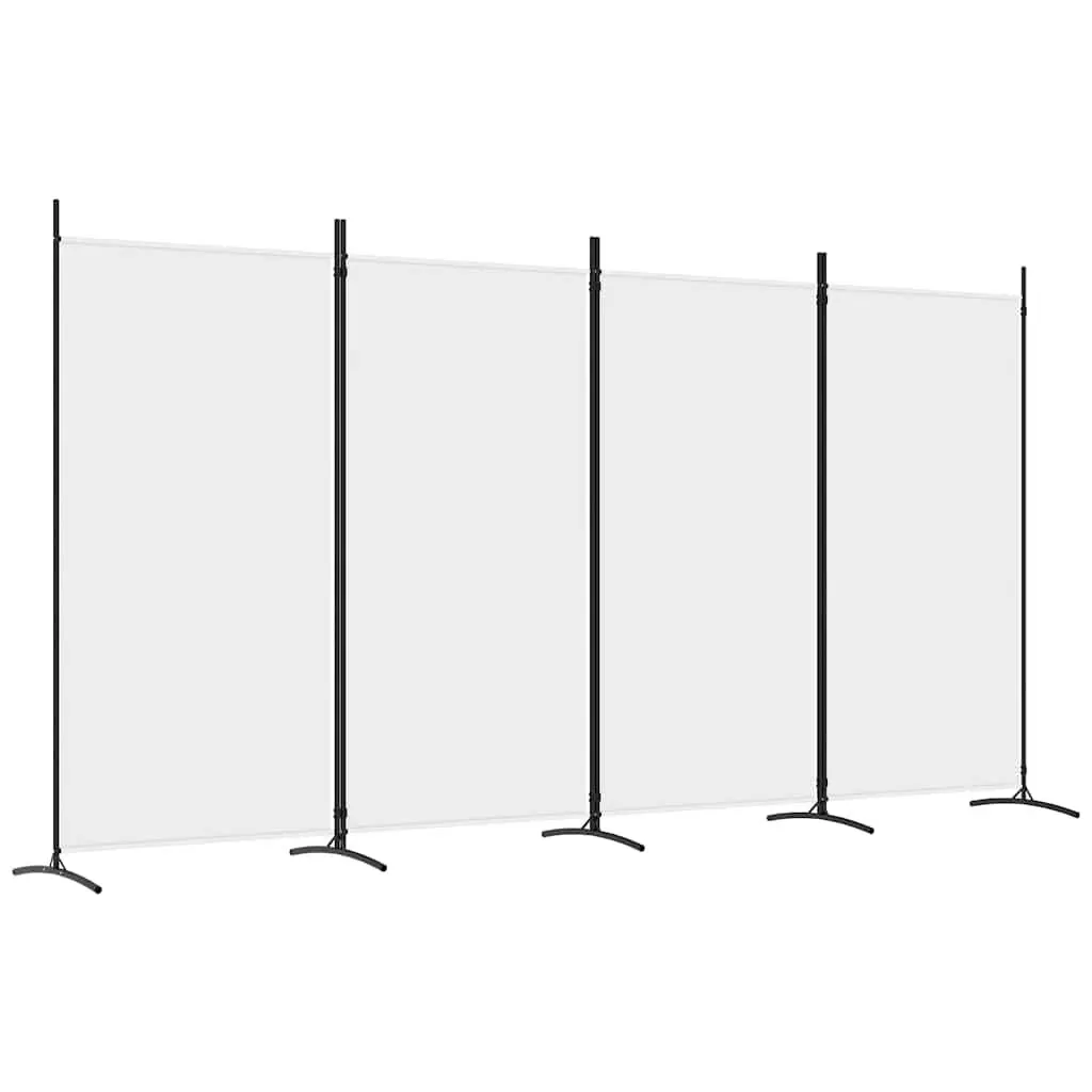 Room Divider Fabric 346x180cm White 4 Panel Folding Screen Privacy Partition
