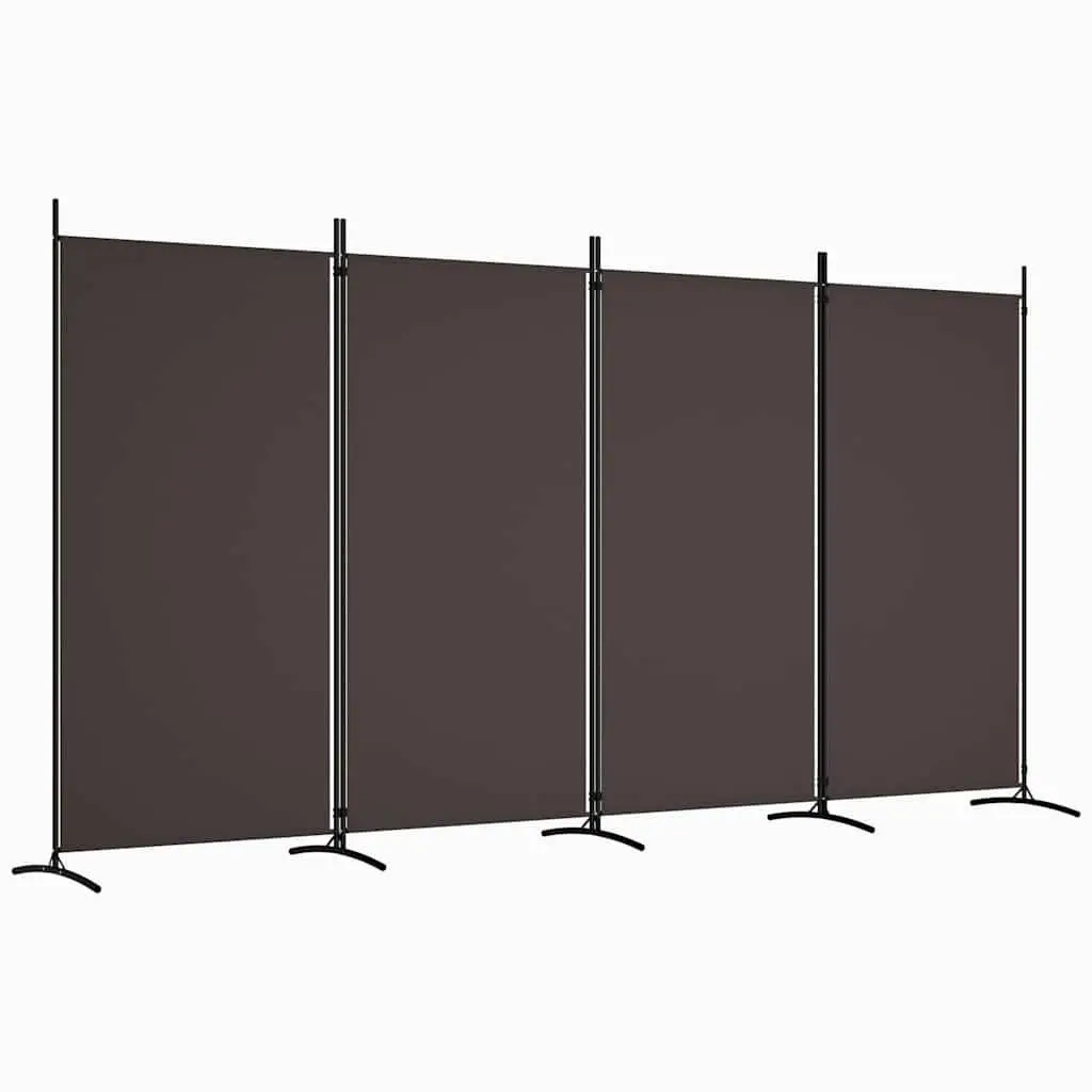 Brown 4-Panel Foldable Fabric Room Divider 346x180 cm