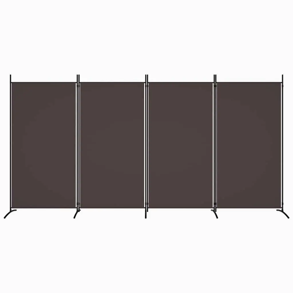 Brown 4-Panel Foldable Fabric Room Divider 346x180 cm