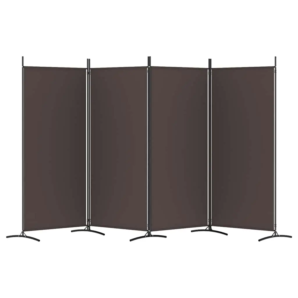 Brown 4-Panel Foldable Fabric Room Divider 346x180 cm