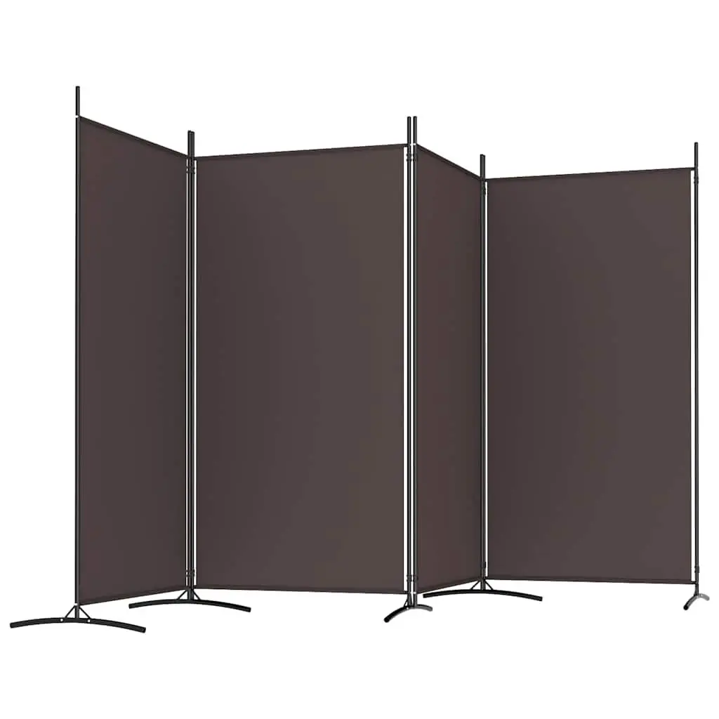 Brown 4-Panel Foldable Fabric Room Divider 346x180 cm