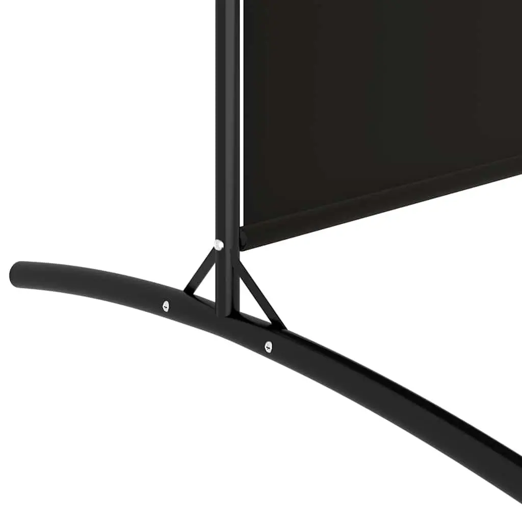 4-Panel Foldable Room Divider in Black Fabric 346x180cm
