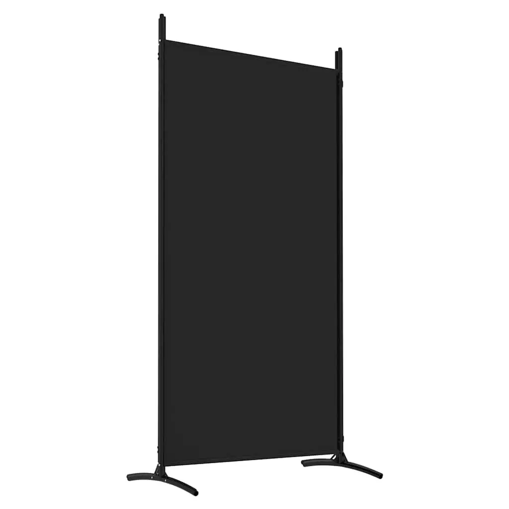 4-Panel Foldable Room Divider in Black Fabric 346x180cm