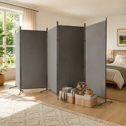 Quality 5-Panel Foldable Room Divider Screen in Anthracite