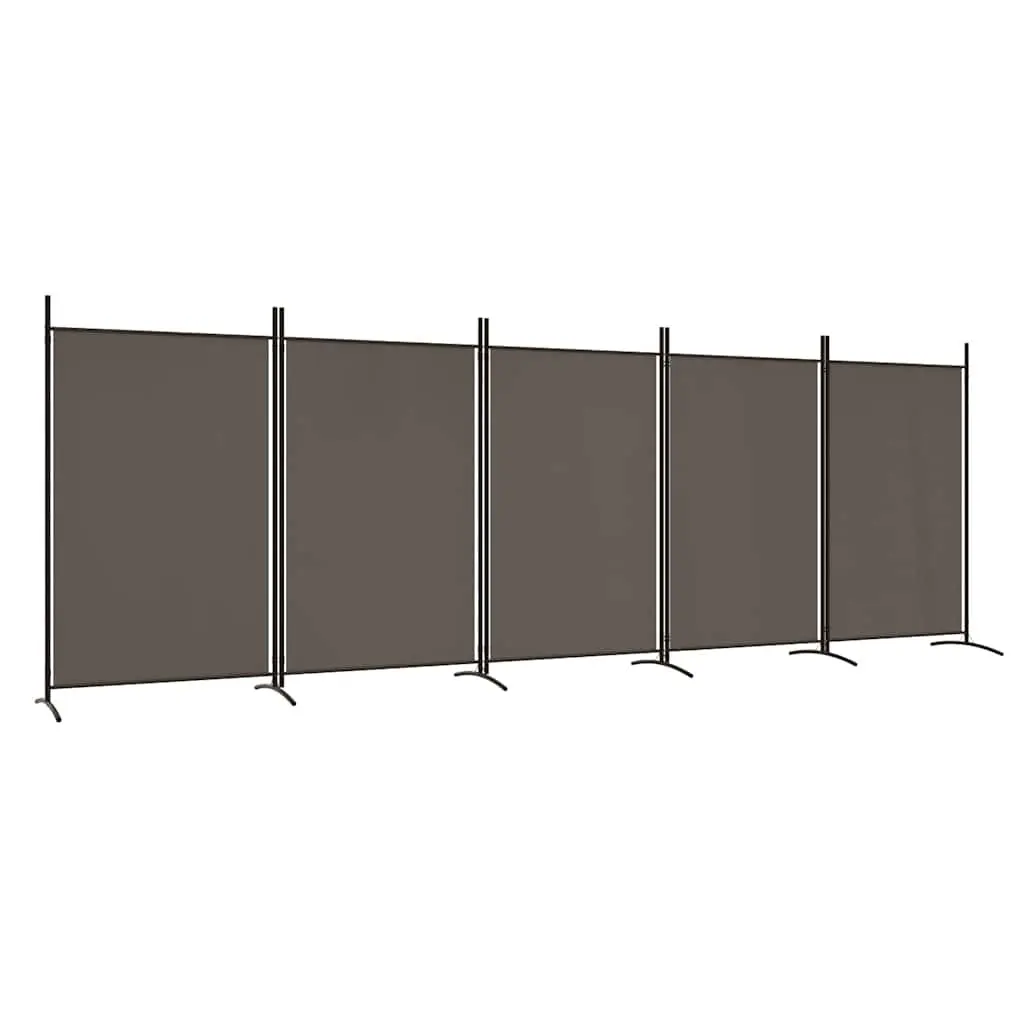 5-Panel Foldable Room Divider Screen in Anthracite