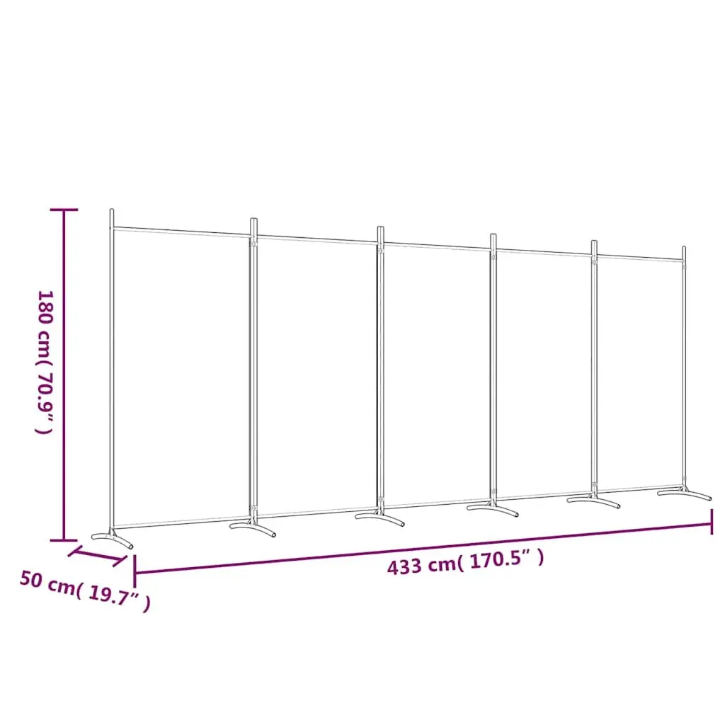 5-Panel Foldable Room Divider Screen in Anthracite