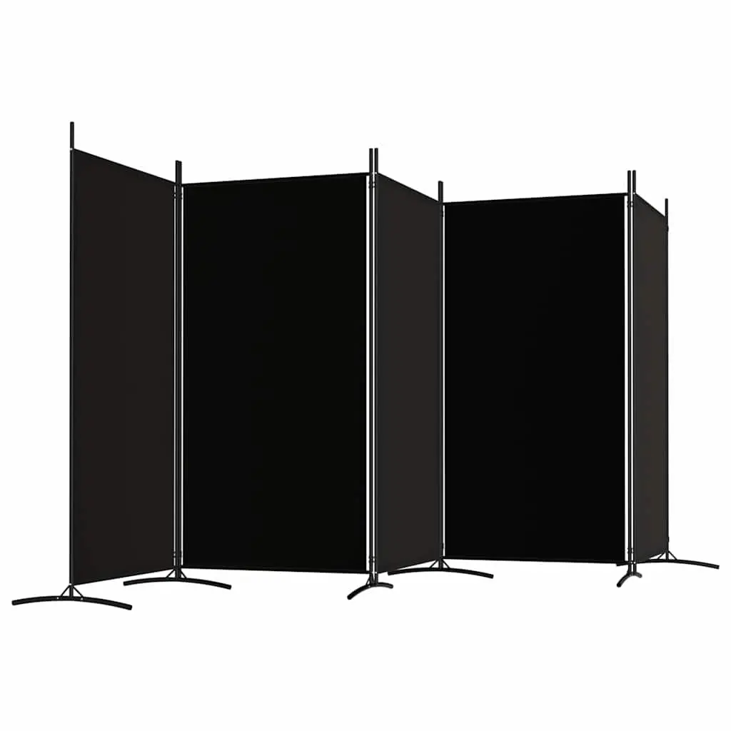 Black Fabric 5-Panel Room Divider Screen for Privacy