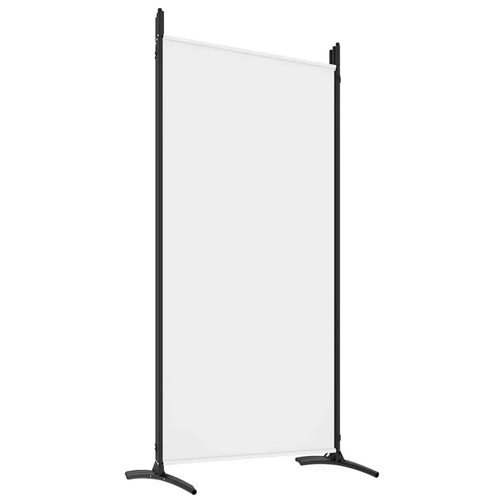 6-Panel White Fabric Room Divider Screen