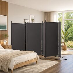 Brown Fabric 6-Panel Room Divider Screen 520x180cm