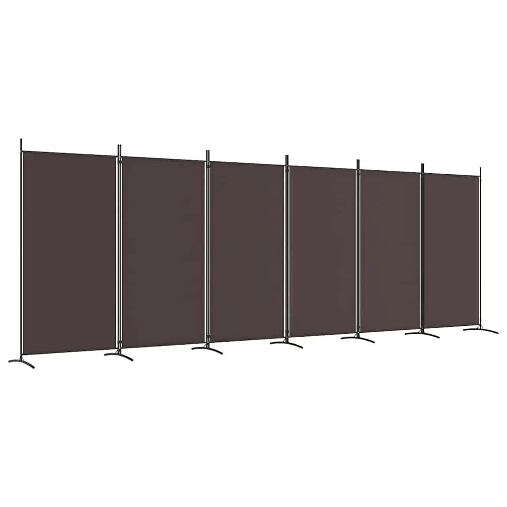 Brown Fabric 6-Panel Room Divider Screen 520x180cm