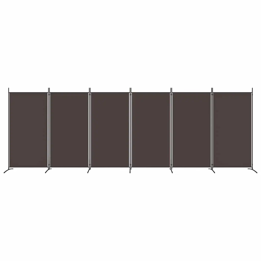 Brown Fabric 6-Panel Room Divider Screen 520x180cm