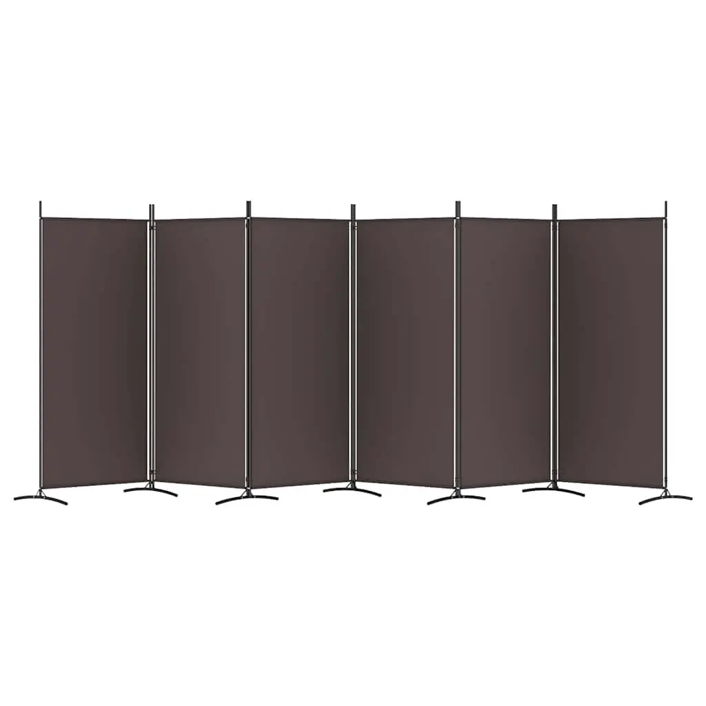 Brown Fabric 6-Panel Room Divider Screen 520x180cm