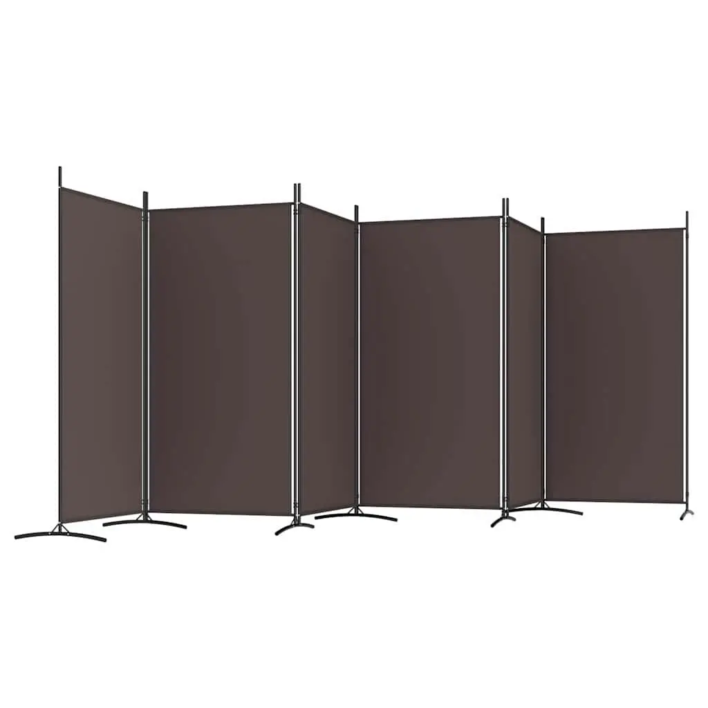 Brown Fabric 6-Panel Room Divider Screen 520x180cm