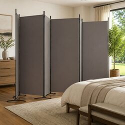 Premium 6-Panel Room Divider Screen in Anthracite Fabric