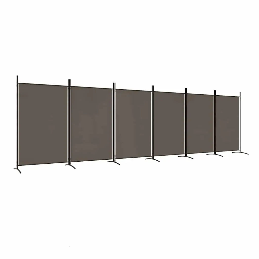 6-Panel Room Divider Screen in Anthracite Fabric