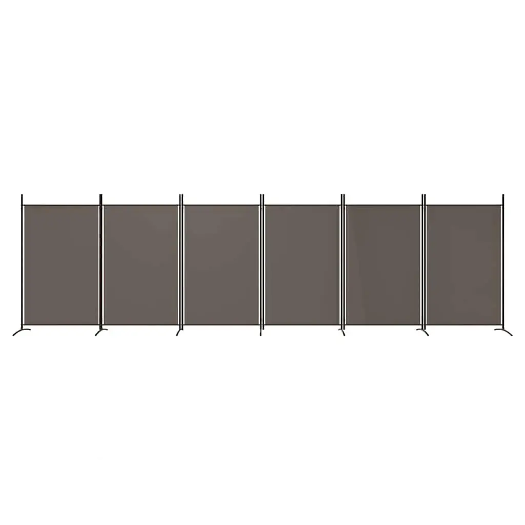 6-Panel Room Divider Screen in Anthracite Fabric