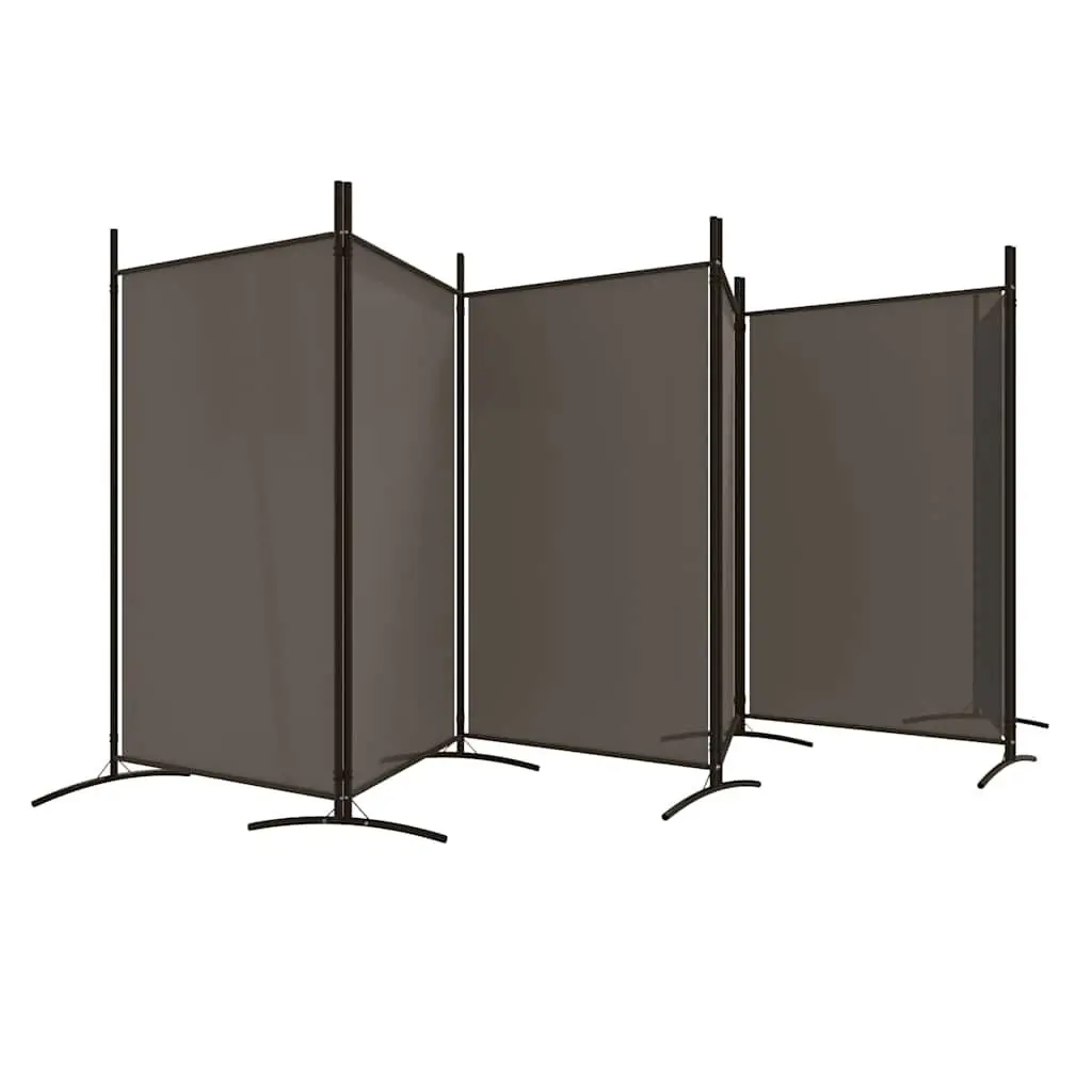 6-Panel Room Divider Screen in Anthracite Fabric