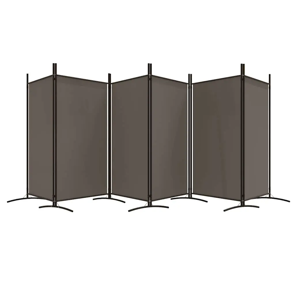6-Panel Room Divider Screen in Anthracite Fabric