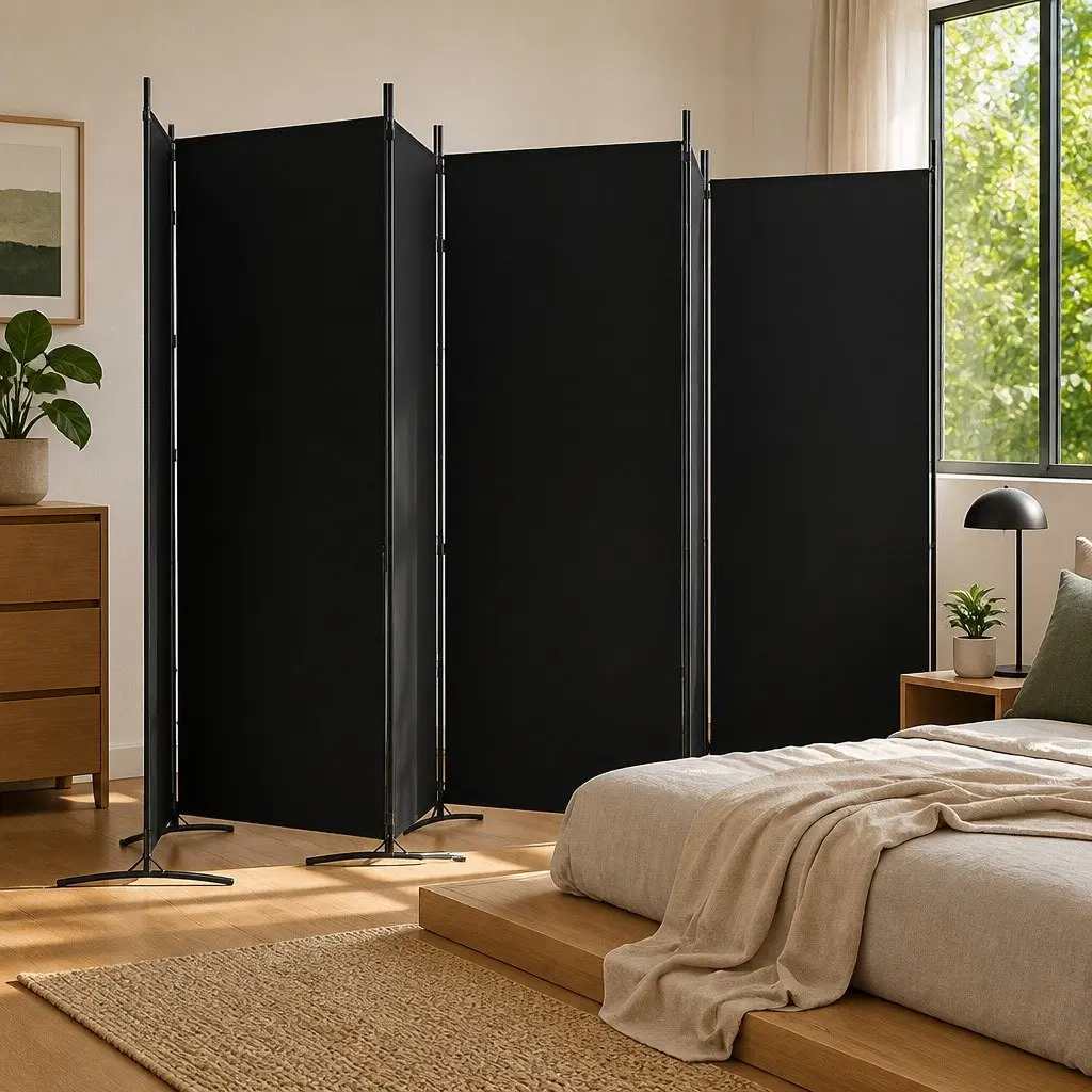 6-Panel Foldable Room Divider Black