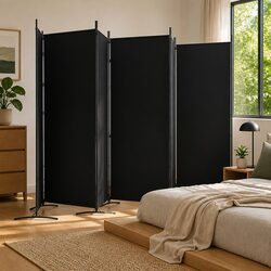 Durable 6-Panel Foldable Room Divider Black