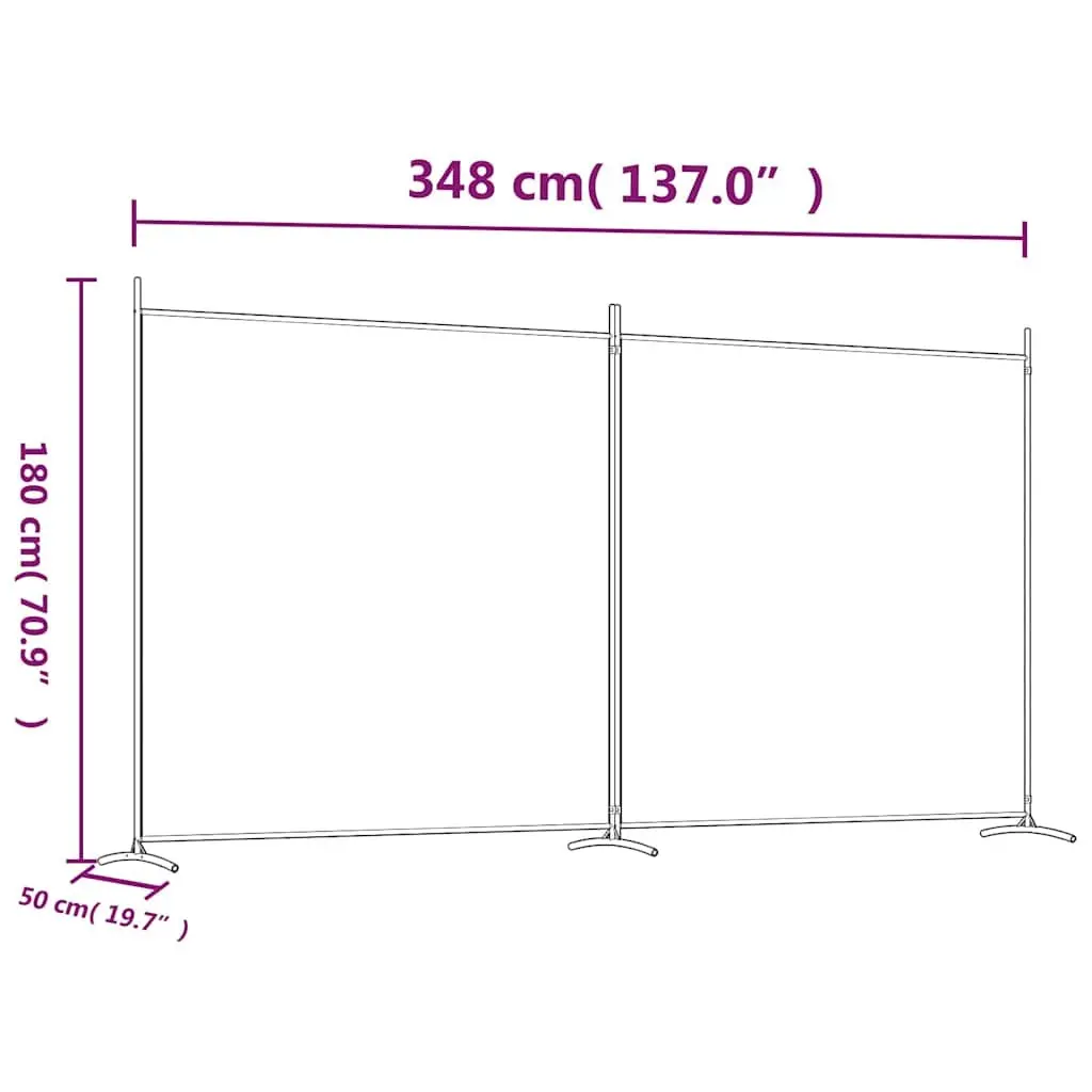 White Fabric 2-Panel Room Divider 348x180cm