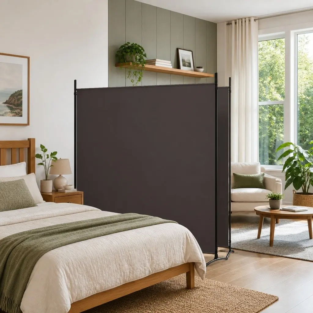 Brown 2-Panel Room Divider Screen for Privacy