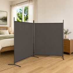 Foldable 2-Panel Room Divider in Anthracite - 348x180 cm