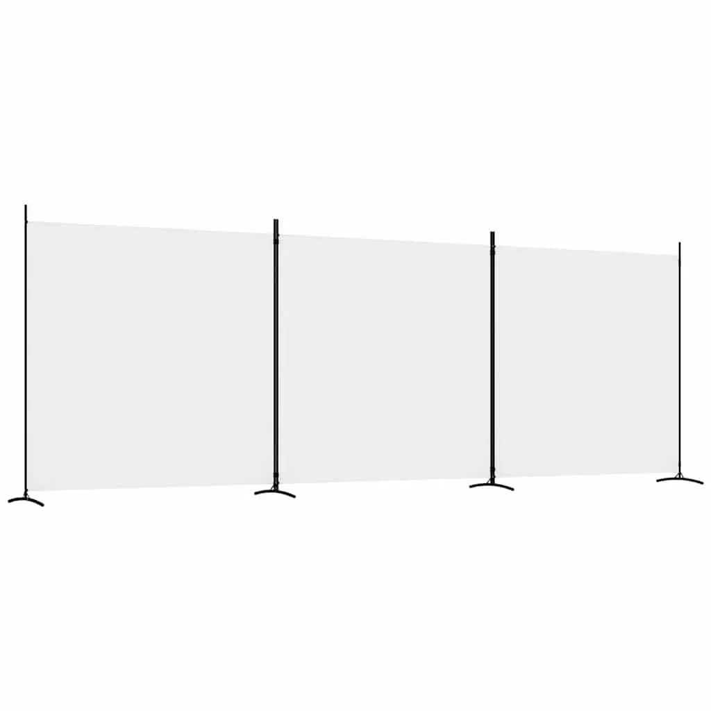 3-Panel Room Divider White Fabric Folding Partition Screen Space Divider