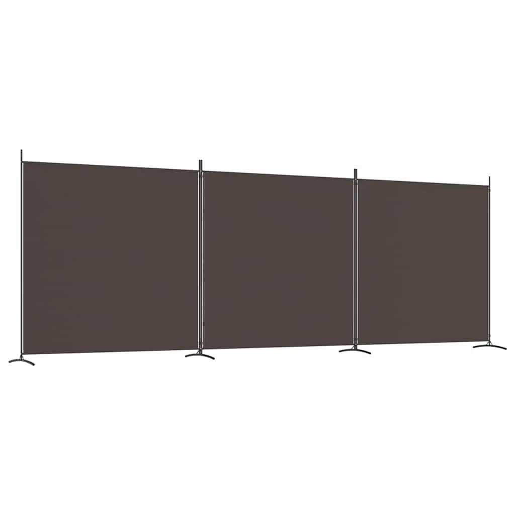 Brown Fabric 3-Panel Room Divider Folding Screen