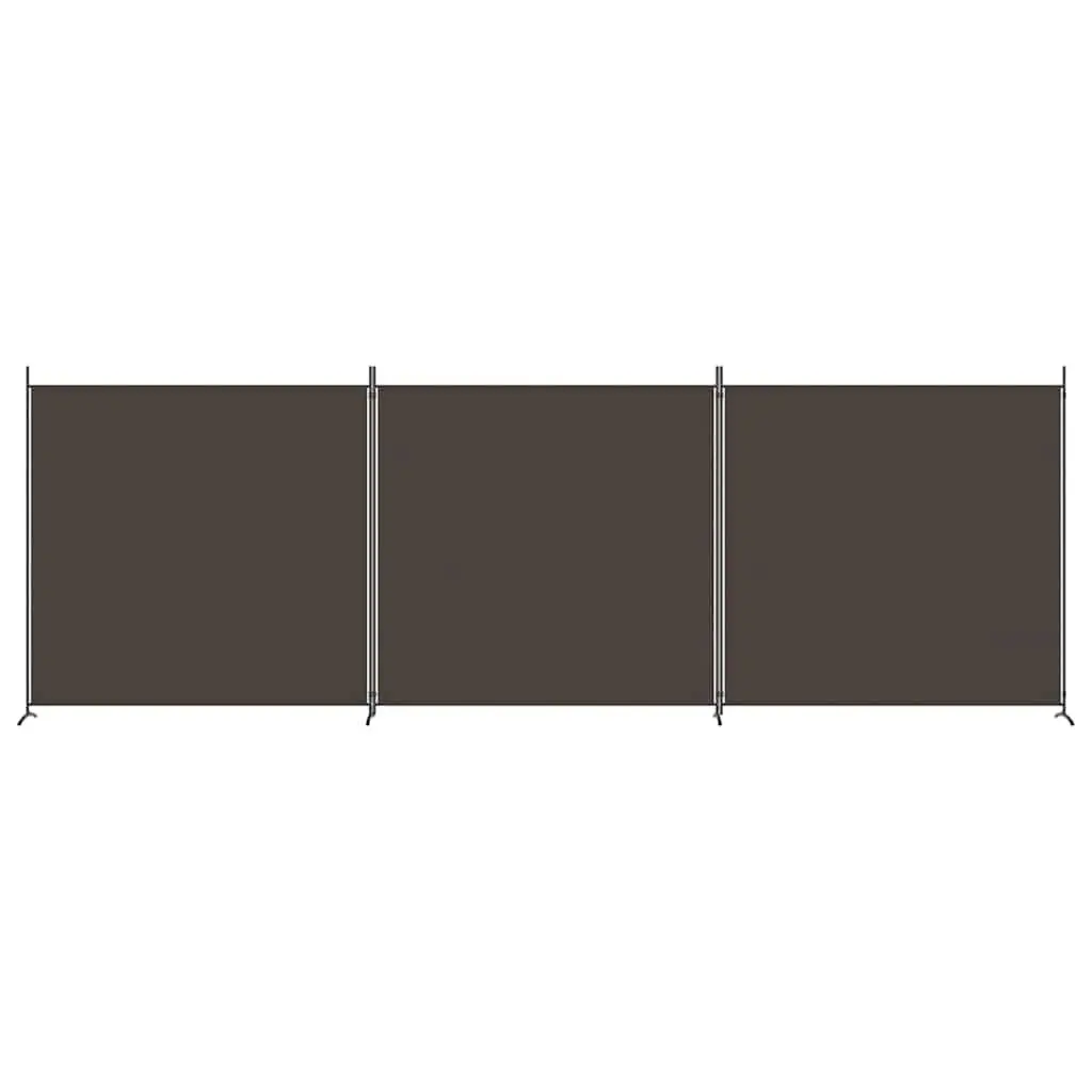 Brown Fabric 3-Panel Room Divider Folding Screen