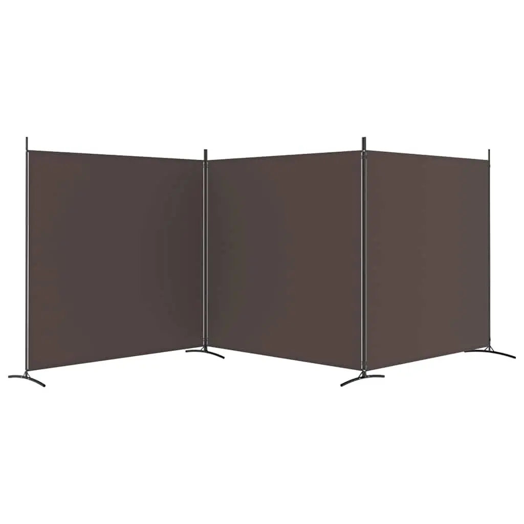 Brown Fabric 3-Panel Room Divider Folding Screen