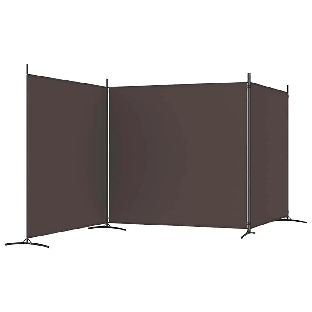 Brown Fabric 3-Panel Room Divider Folding Screen
