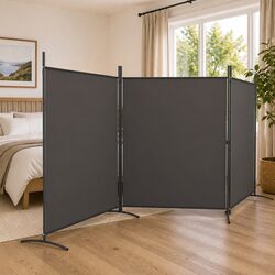 Premium 3-Panel Room Divider with Anthracite Fabric