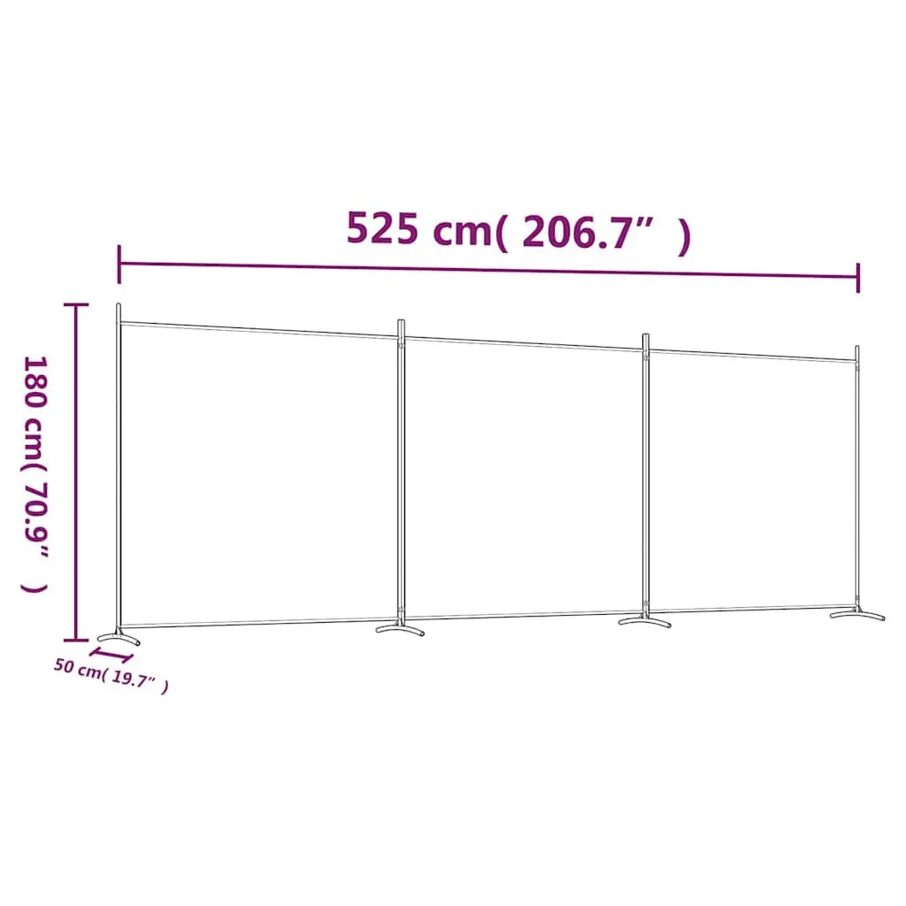 3-Panel Room Divider with Anthracite Fabric