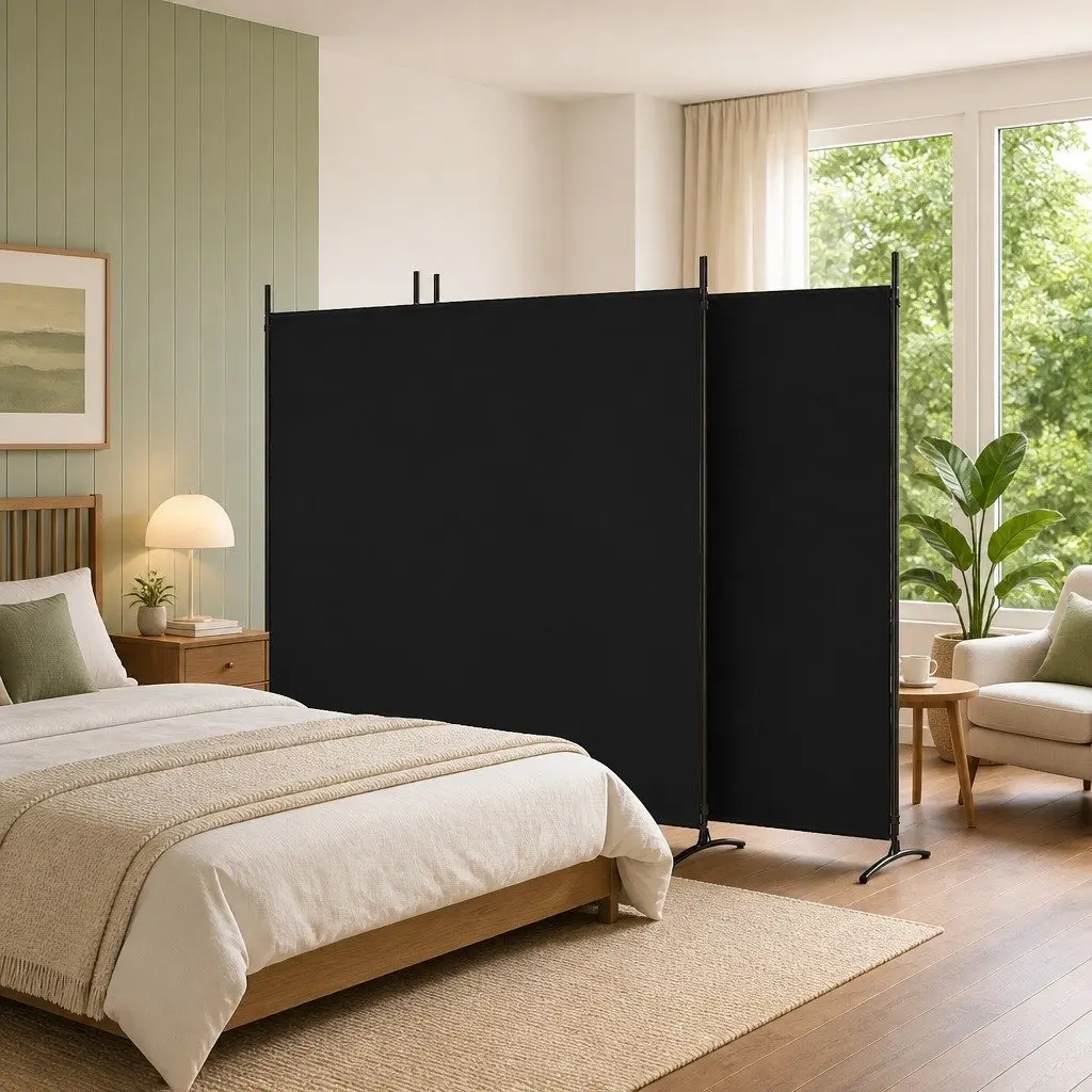 4-Panel Folding Partition Screen in Black