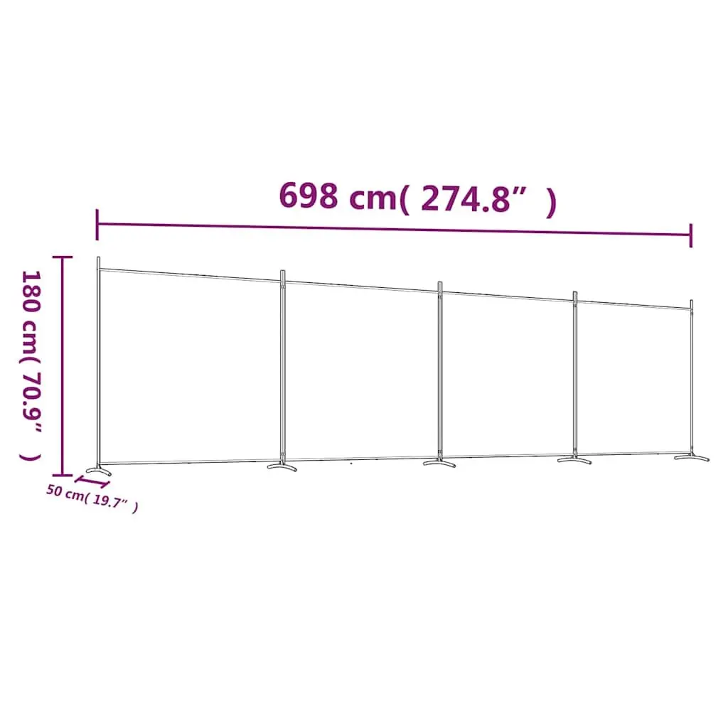 4-Panel Folding Partition Screen in Black
