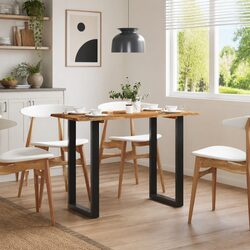 Solid Acacia Wood Dining Table 110x50x76cm with Iron Legs