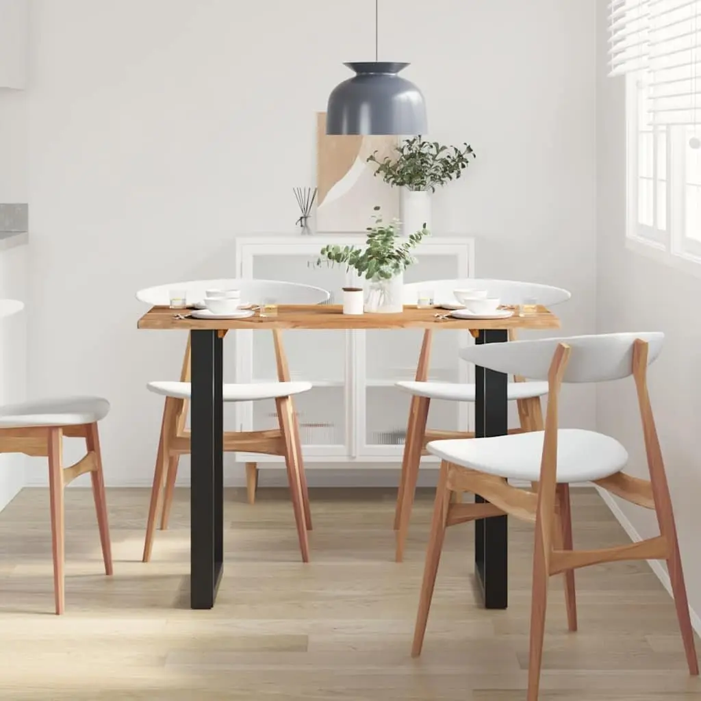Solid Acacia Wood Dining Table 110x50x76cm with Iron Legs