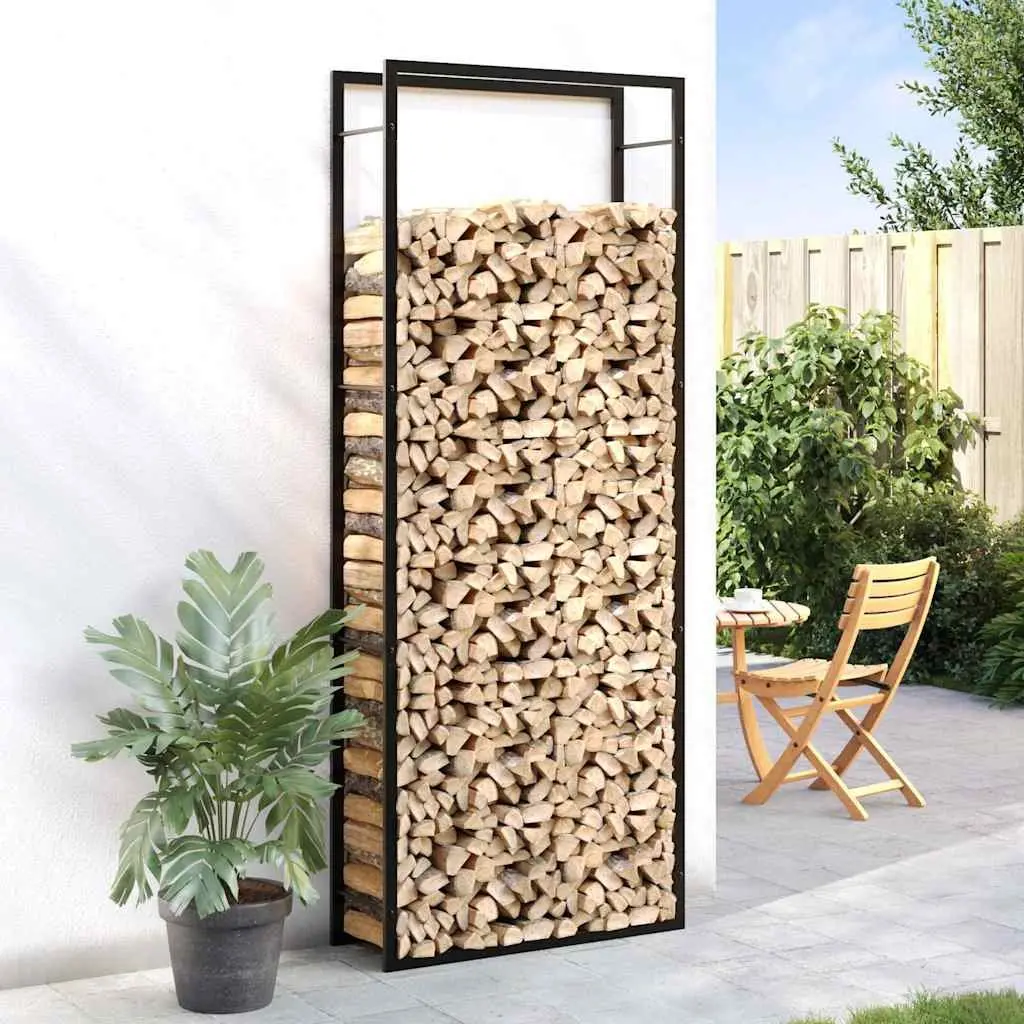Steel Black Firewood Log Rack for Indoor Outdoor Use