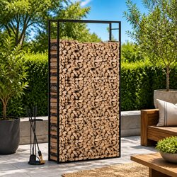 Premium Black Steel Firewood Rack for Log Storage