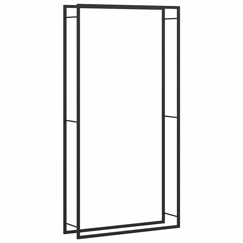 Firewood Rack Black Steel 110x28x214cm