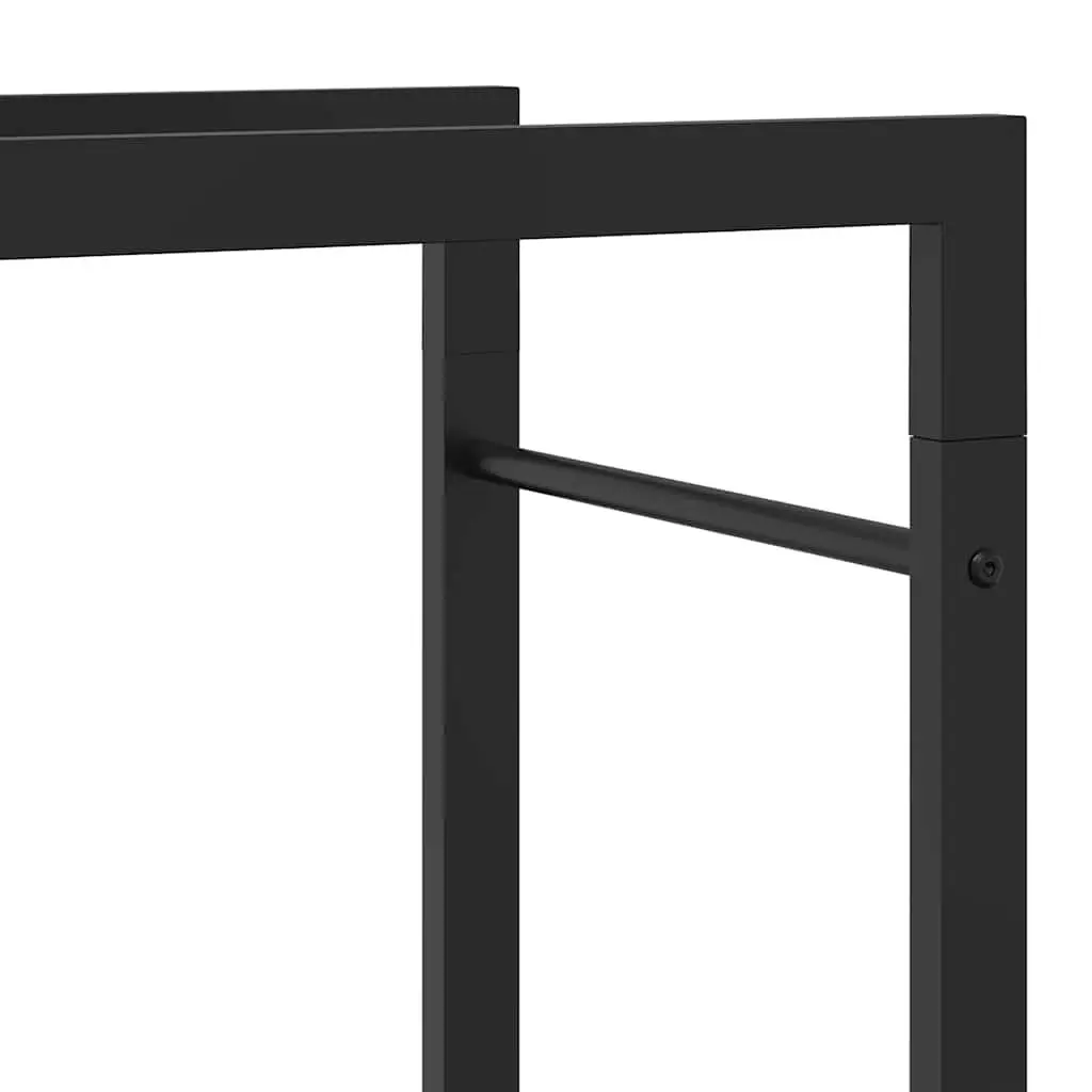 Firewood Rack Black Steel 110x28x214cm