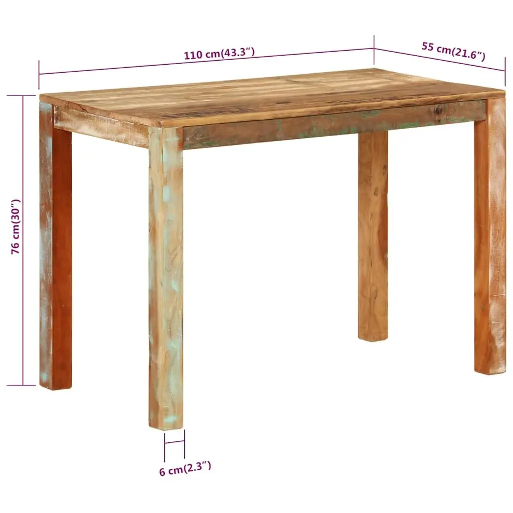 Solid Reclaimed Wood Dining Table 110x55x76 cm