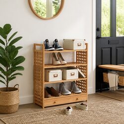 Durable Wooden Shoe Rack with Drawer 70x27x81 cm Brown