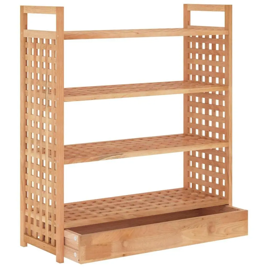 Wooden Shoe Rack Solid Walnut Wood 70x27x81 cm Brown 4 Shelf Storage Organiser